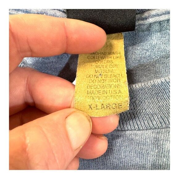 Vintage Prairie Mountain Yosemite Bald Eagle Graphic TShirt  XL 100% Cotton Blue - Picture 5 of 6